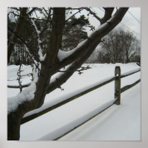 Snowy Fence Poster