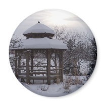 Snowy Gazebos Fridge Magnet