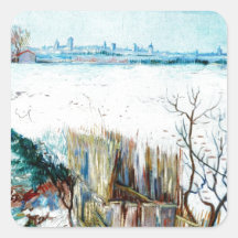 Snowy Landscape with Arles in the Background Stickers