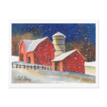 Snowy New England Barns Post Cards