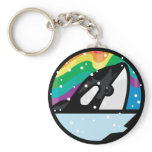 snowy orca circle design keychains