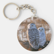 Snowy Owl Couple Key Chains