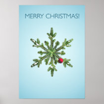 Snowy Pine Snowflake Merry Christmas (Medium) posters