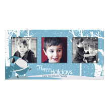 Snowy White Holiday Santa Christmas Photo Card
