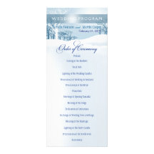 Snowy Winter Wedding Program ice blue Personalized Announcement