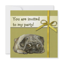 Snug pug personalized invitation
