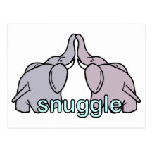 Snuggling Elephants Post Cards