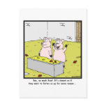 So much food: Pig cartoon postcards