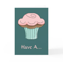 So Sweet Pink Frosted Cupcake In Teal Greeting Cards