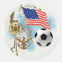 Soccer art USA futbol lovers Yanks supporters gift Round Stickers