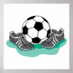 soccer ball and cleats vector design posters
