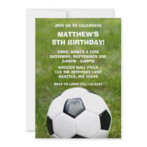 Soccer Ball and Grass Birthday Party Invitations