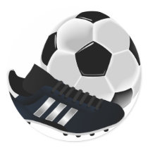 Soccer Ball and Shoe Round Sticker