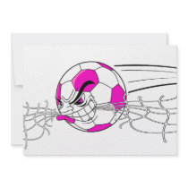 soccer ball biting net girls pink custom announcements
