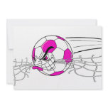 soccer ball biting net girls pink invitations