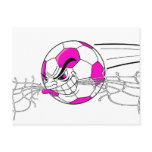 soccer ball biting net girls pink postcards