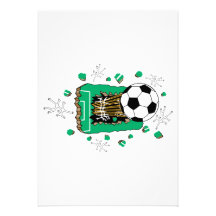 soccer ball breaking through field personalized invite