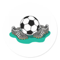 Soccer Ball Shoes Round Sticker