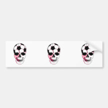 soccer ball skull head girl pink accents bumper stickers