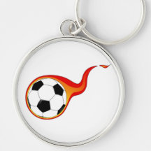 Soccer Ball with Flames Keychain