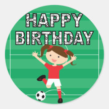Soccer Birthday Girl 1 Red and White Sticker