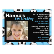 Soccer Birthday Party Invitation Blue