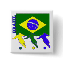 Soccer Brazil Pinback Buttons