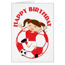 Soccer Girl 1 and Ball Red and White Card