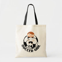 Soccer Girl 3 and Ball Black and White v2 Bags