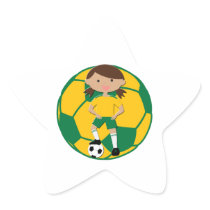 Soccer Girl 4 and Ball Green and Yellow Sticker