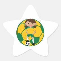Soccer Girl 4 and Ball Green and Yellow Sticker