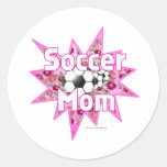 Soccer Mum Roses Round Stickers