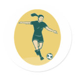 soccer player woman kicking ball sticker