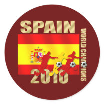 Soccer players Spain 2010 Bend it Futbol Art Round Stickers
