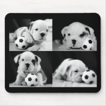 "Soccer Puppies" English Bulldog Collage Mousepads