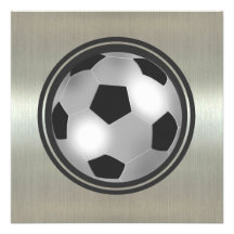 Soccer Team Black and Silver Invitations