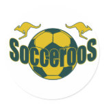Socceroos world soccer Roos logo gifts Round Stickers