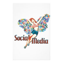 Social Media fairy pin-up Custom Stationery