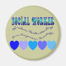 Social Worker BLUE HEARTS Fridge Magnet