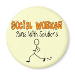 Social Worker "Runs with Solutions" Funny Gifts magnets