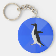 Socially Awkward Penguin ("Customise" to add text) Keychains