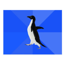 Socially Awkward Penguin ("Customise" to add text) Postcard