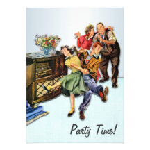 Sock Hop Party Time Retro Personalized Invitation