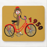 Sock Monkey % 1950's Bicycle Drawing--Unique Mouse Pads