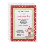 Sock Monkey 5x7 Baby Shower Invitation (Red)