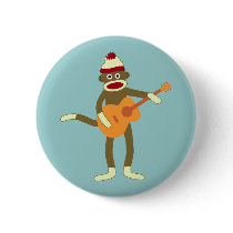 Sock Monkey Acoustic Guitar Button