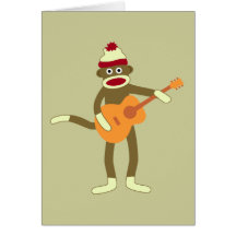 Sock Monkey Acoustic Guitar Card