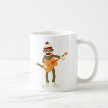 Sock Monkey Acoustic Guitar Coffee Mugs
