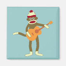 Sock Monkey Acoustic Guitar Magnet