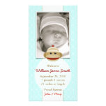 Sock Monkey Baby Blue Announcement Invitation Personalized Photo Card